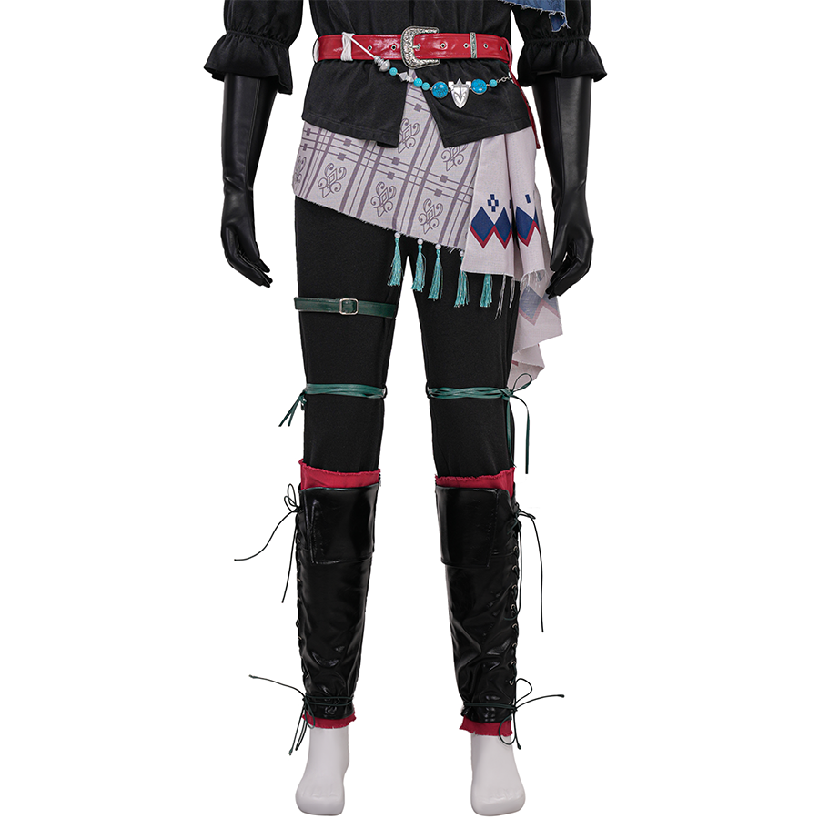 Final Fantasy XVI Joshua Rosfield Cosplay Costume, black pants with abundant accessories.