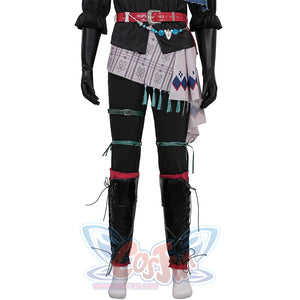 Final Fantasy XVI Joshua Rosfield Cosplay Costume, black pants with abundant accessories.