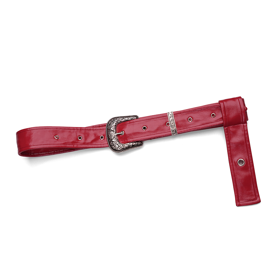 Final Fantasy XVI Joshua Rosfield Cosplay Costume, red PU leather belt with metal buckle.
