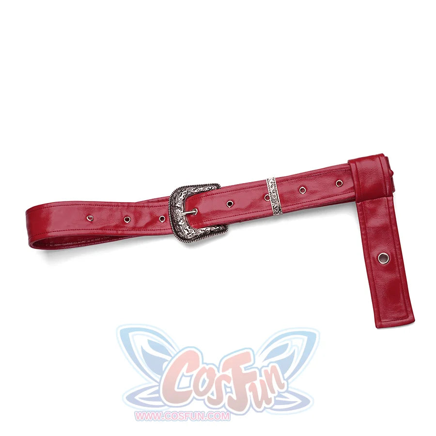 Final Fantasy XVI Joshua Rosfield Cosplay Costume, red PU leather belt with metal buckle.