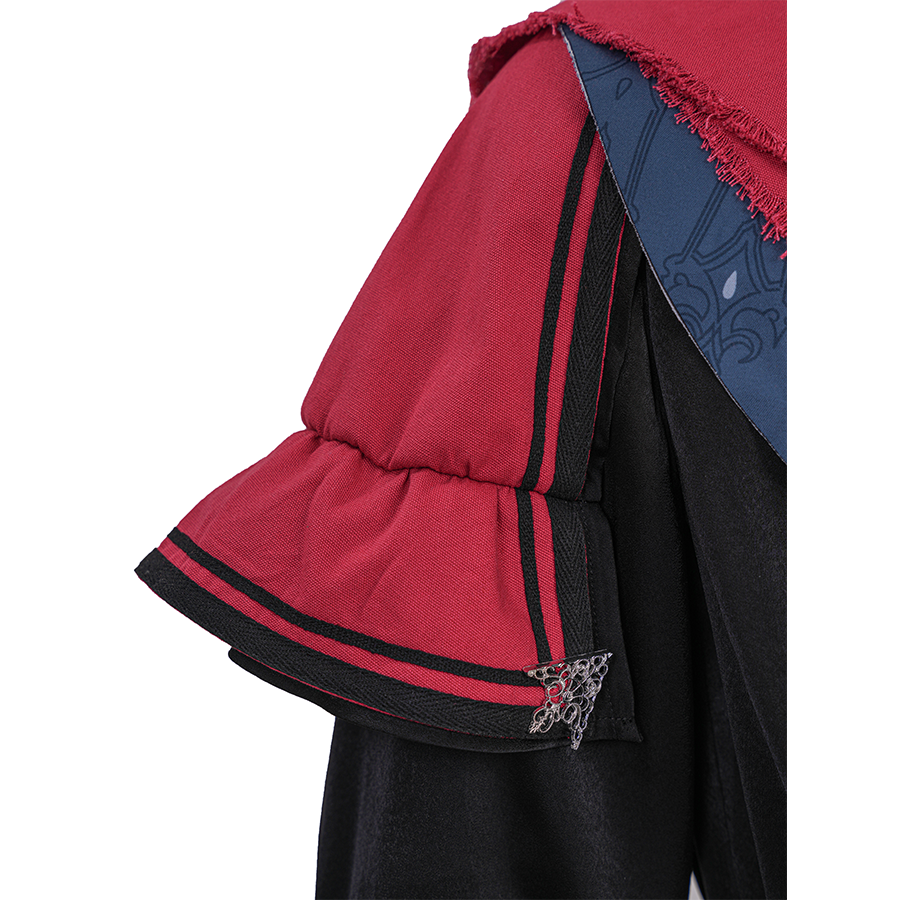 Final Fantasy XVI Joshua Rosfield Cosplay Costume, red shoulder pads with black edge.