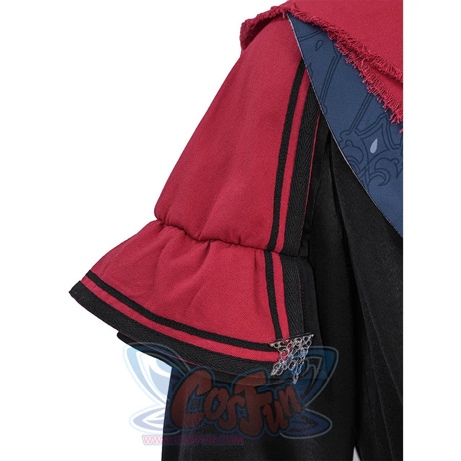 Final Fantasy XVI Joshua Rosfield Cosplay Costume, red shoulder pads with black edge.