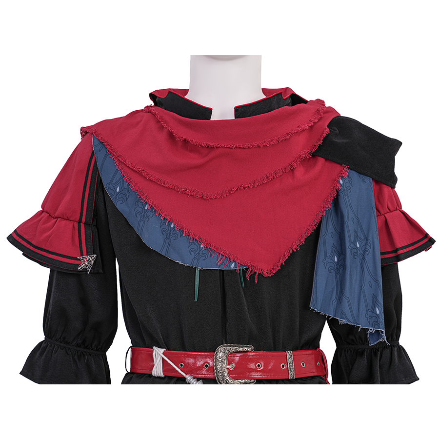 Final Fantasy XVI Joshua Rosfield Cosplay Costume, red and dark blue shawl.