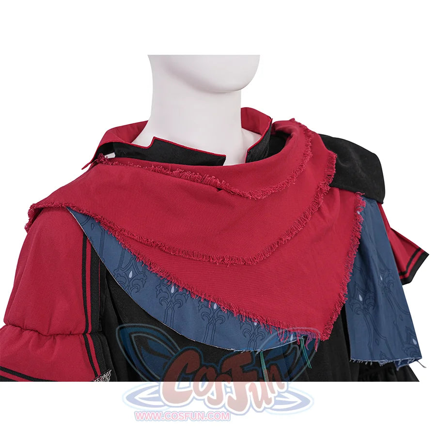 Final Fantasy XVI Joshua Rosfield Cosplay Costume, red and dark blue shawl.