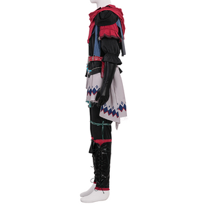 Final Fantasy XVI Joshua Rosfield Cosplay Costume side view, showcase the layered shawl and waist flaps.