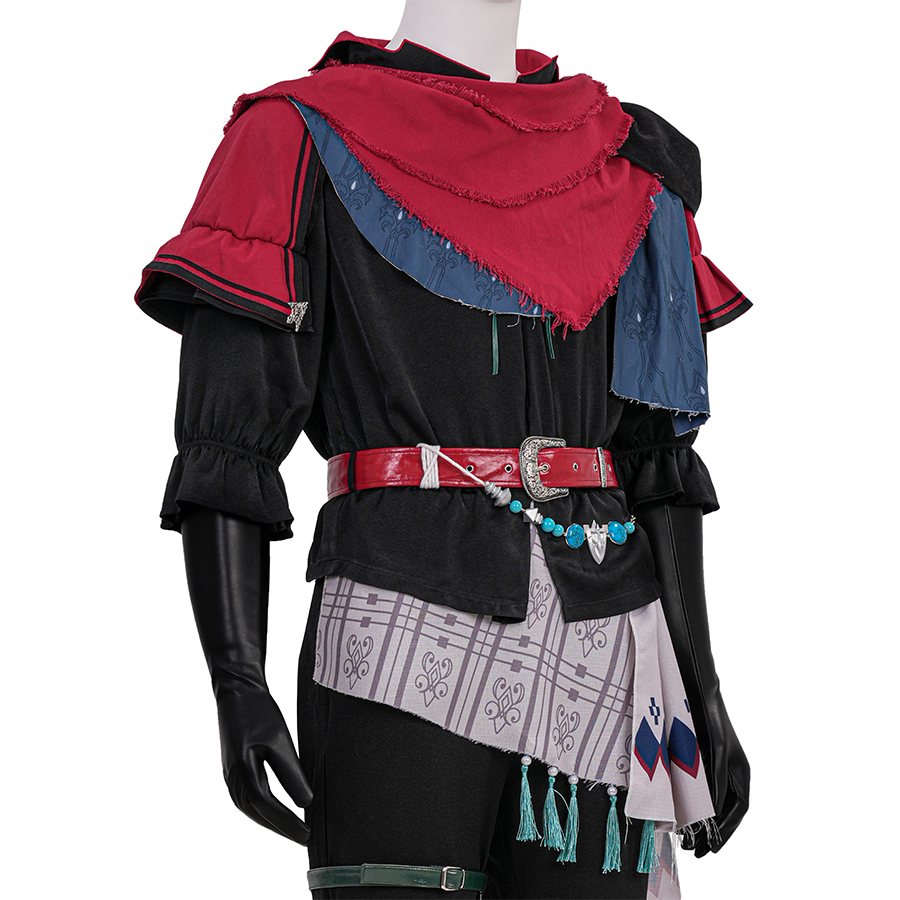 Final Fantasy XVI Joshua Rosfield Cosplay Costume, black mid-sleeve top.