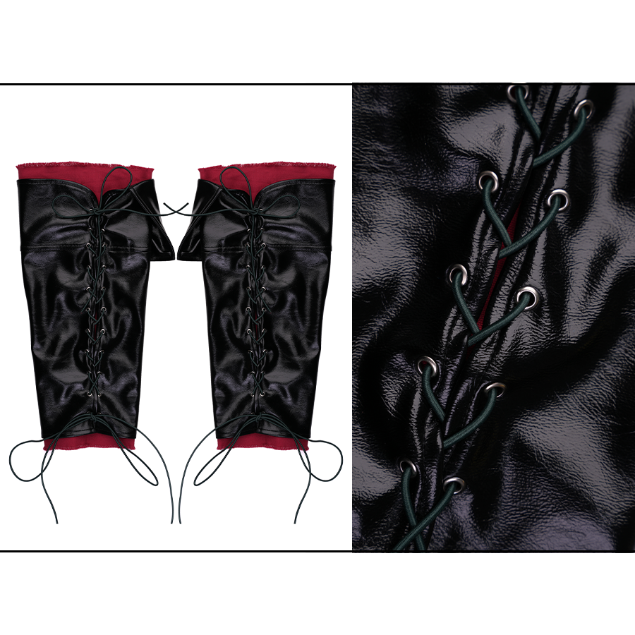 Final Fantasy XVI Joshua Rosfield Cosplay Costume, black and red shoe covers tied with rope.