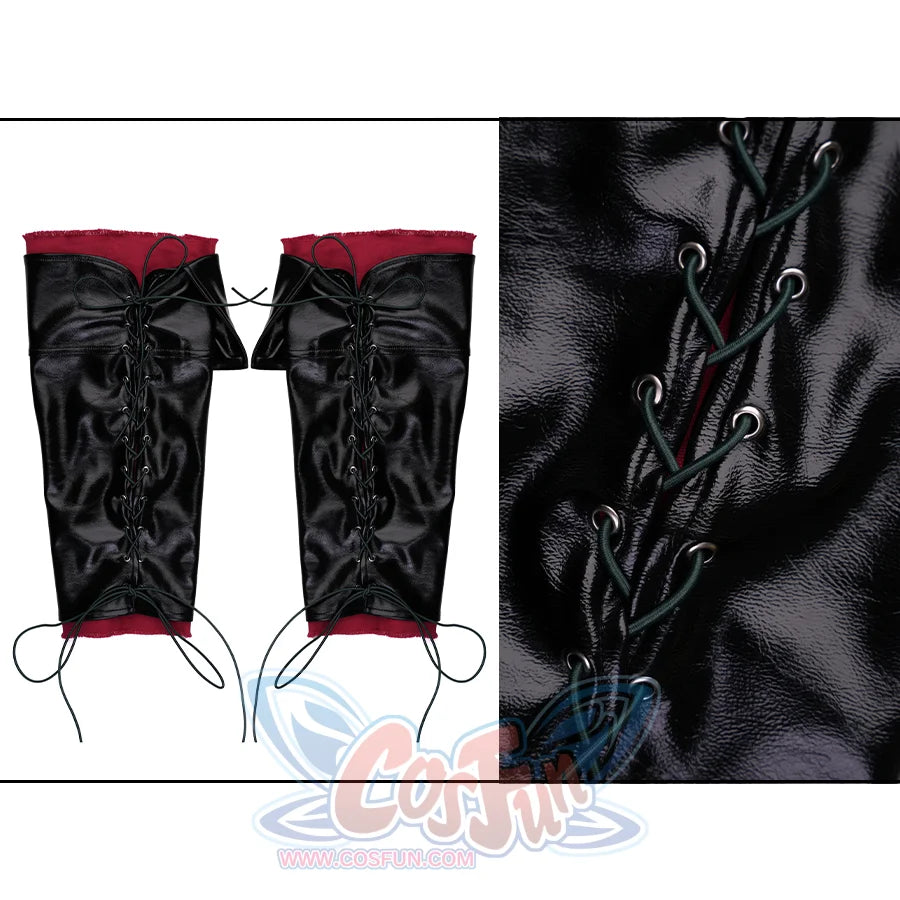 Final Fantasy XVI Joshua Rosfield Cosplay Costume, black and red shoe covers tied with rope.