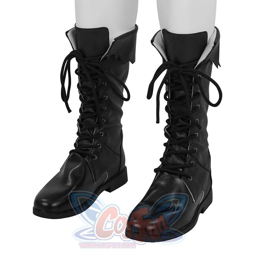 Final Fantasy XV Noctis Cosplay  Boots, black knee-high boots with lace-up design.