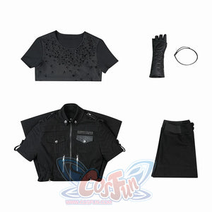 Final Fantasy XV Noctis Cosplay Costume, includes T-shirt, denim jacket, pants, glove, glove Strap, belt.