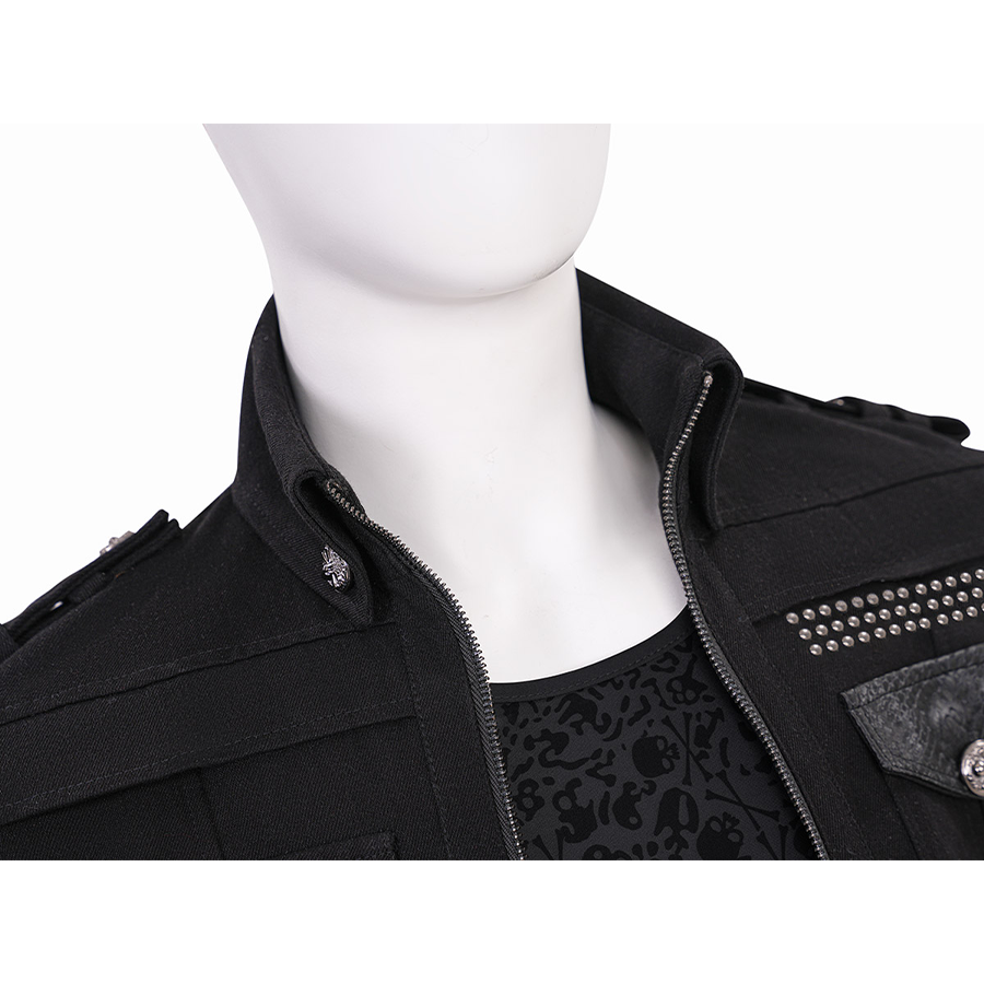 Final Fantasy XV Noctis Cosplay Costume, lapel design, with buttons to secure the collar.