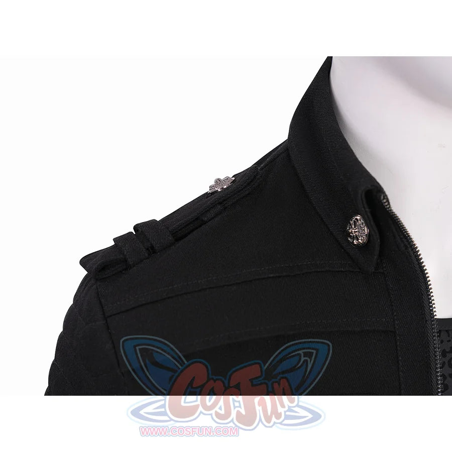 Final Fantasy XV Noctis Cosplay Costume, lapel design, with buttons to secure the collar.