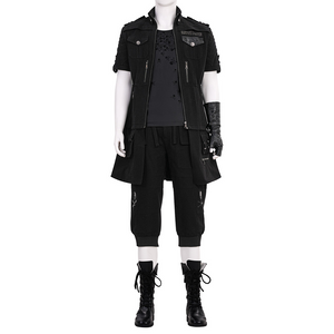 Final Fantasy XV Noctis Cosplay Costume, the all-black design features detailed craftsmanship, front view.