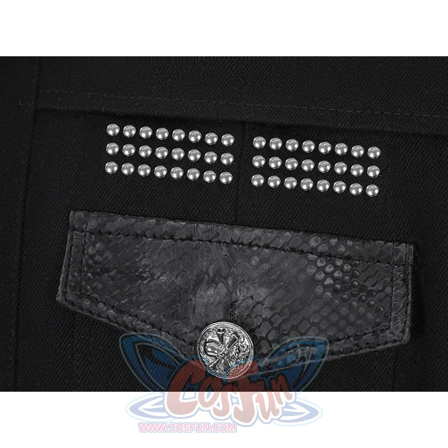 Final Fantasy XV Noctis Cosplay Costume, the pockets are decorated with rivets and metal buckles.