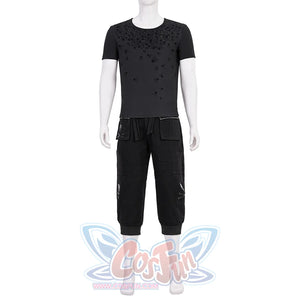 Final Fantasy XV Noctis Cosplay Costume, dark gray T-shirt and black pants, front view.