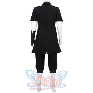 Final Fantasy XV Noctis Cosplay Costume back view, showcase the denim jacket and pants.