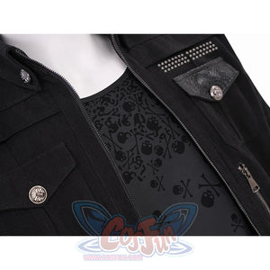 Final Fantasy XV Noctis Cosplay Costume, the T-shirt has a lot of skull prints.