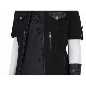 Final Fantasy XV Noctis Cosplay Costume, the jacket has a decorative zipper on each side.