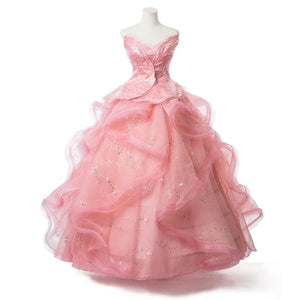 🎃 【READY TO SHIP】Formal Dress Cosplay Costume Dreamy Pink Strapless Ball Gown BST0144 Costumes