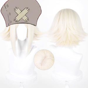 GACHIAKUTA Eishia cosplay wig back and front views with cap construction close-up detail