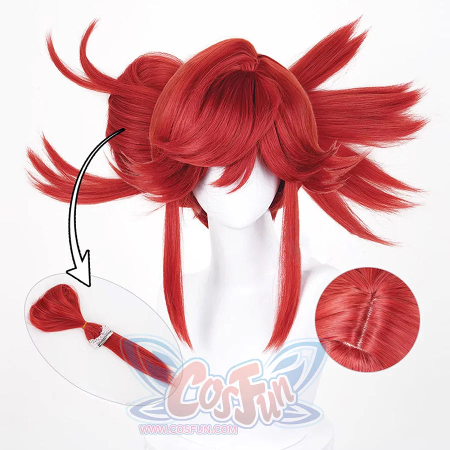 GACHIAKUTA Riyo cosplay wig with detachable bow accessory and cap construction close-up