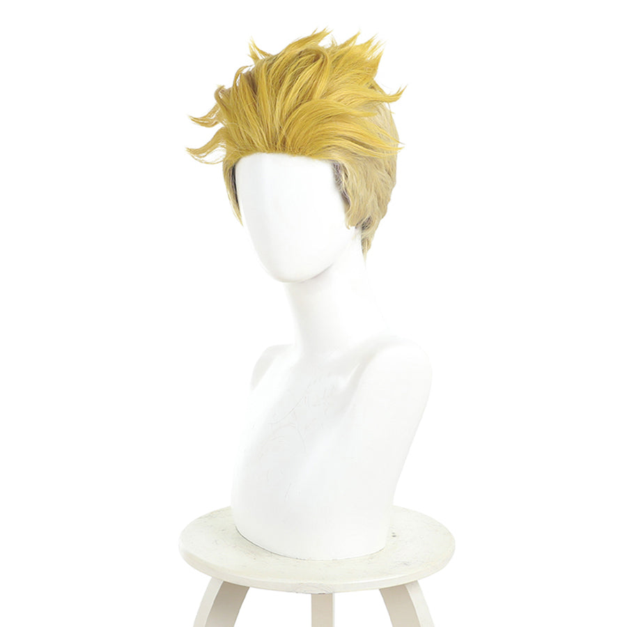 Enjin cosplay wig alternate front angle highlighting golden blonde layered spiky hair styling