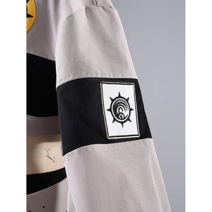 Riyo cosplay costume sleeve armband detail with white emblem patch on black fabric