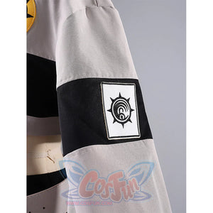 Riyo cosplay costume sleeve armband detail with white emblem patch on black fabric