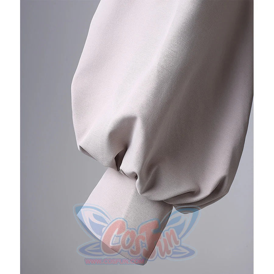 Riyo cosplay costume white jacket sleeve close-up showing fabric texture and cuff design