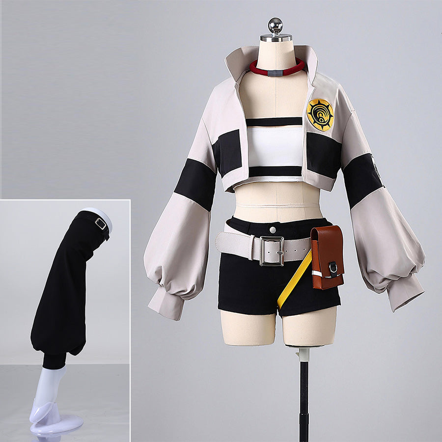 Riyo cosplay costume on mannequin showing complete outfit display and full assembly view