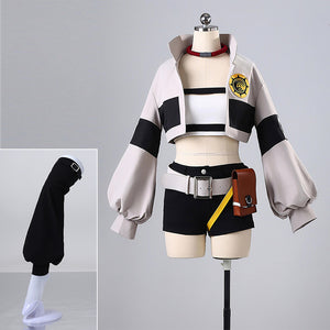 Riyo cosplay costume on mannequin showing complete outfit display and full assembly view