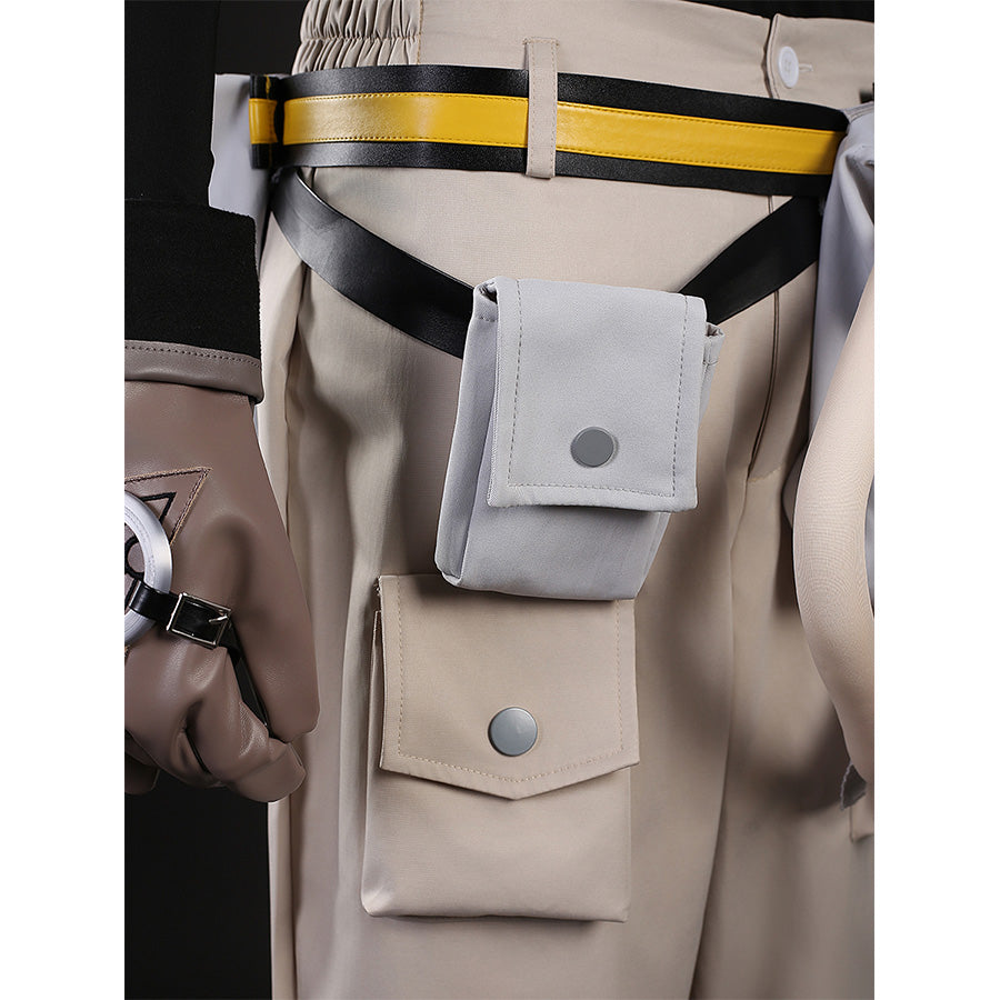 Rudo cosplay costume lower waist and thigh pockets with yellow stripe belt and black buckle
