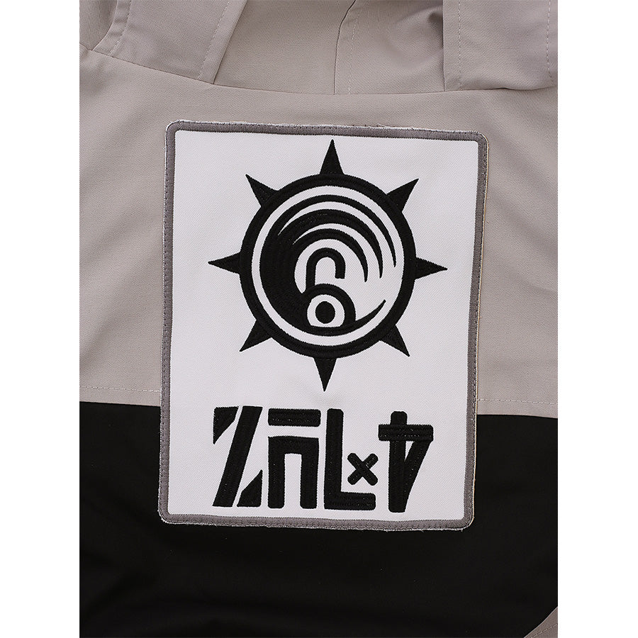 Rudo cosplay costume back logo patch with gear symbol and text on fabric