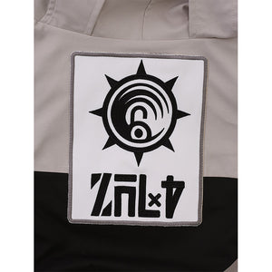 Rudo cosplay costume back logo patch with gear symbol and text on fabric