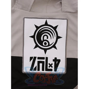 Rudo cosplay costume back logo patch with gear symbol and text on fabric