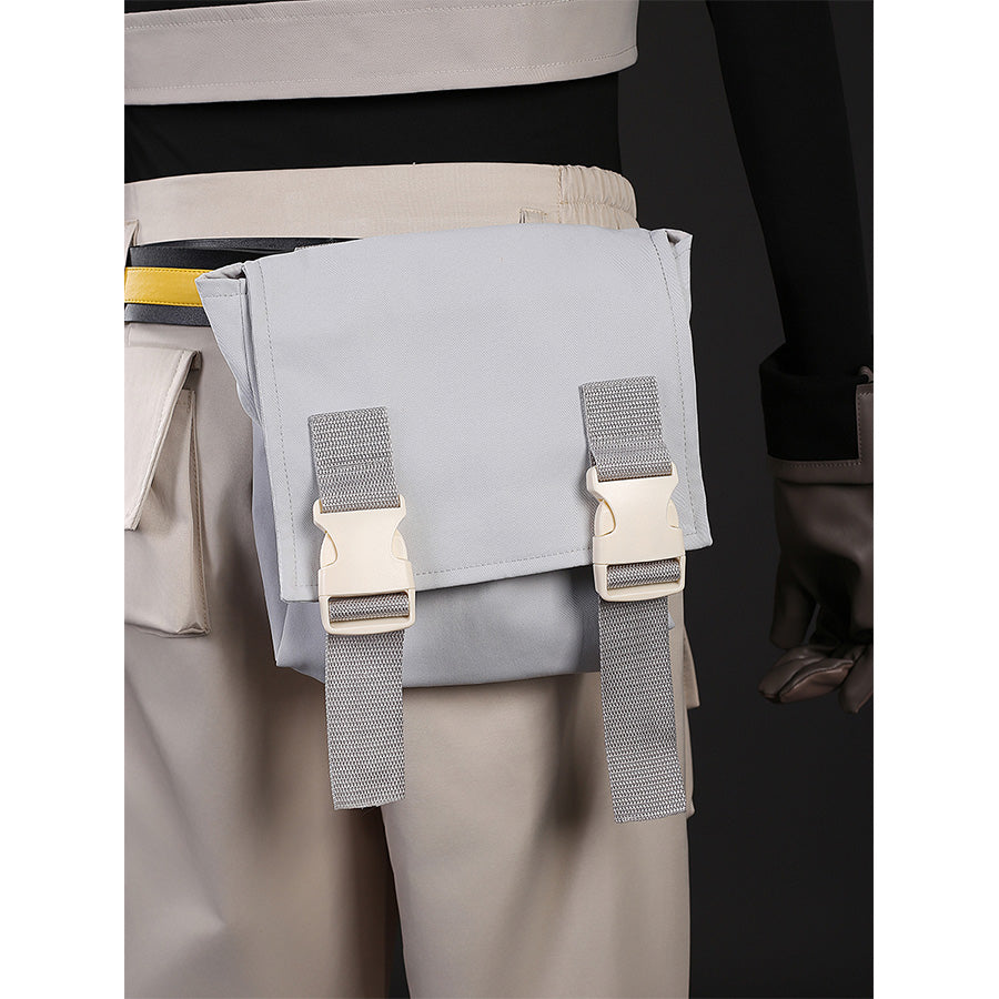 Rudo cosplay costume waist bag with straps, buckles and multiple pockets in beige and white