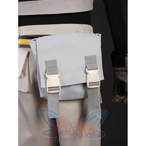 Rudo cosplay costume waist bag with straps, buckles and multiple pockets in beige and white