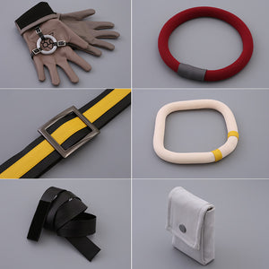 Rudo cosplay costume accessories including gloves, belts, hooks, and pouches