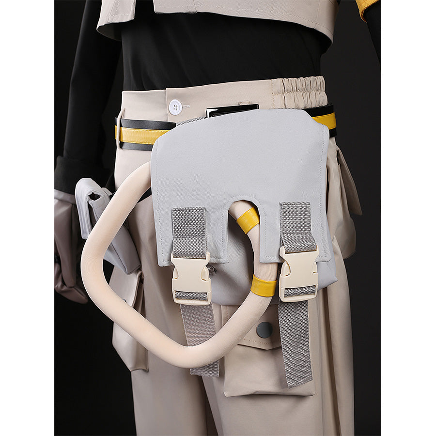 Rudo cosplay costume back waist bag with buckle straps, hooks and yellow accent details
