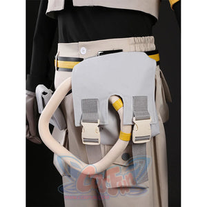 Rudo cosplay costume back waist bag with buckle straps, hooks and yellow accent details