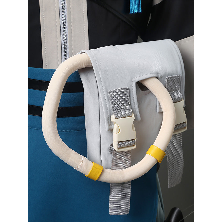 Zanka cosplay costume large waist bag accessory with white ring and yellow accent details