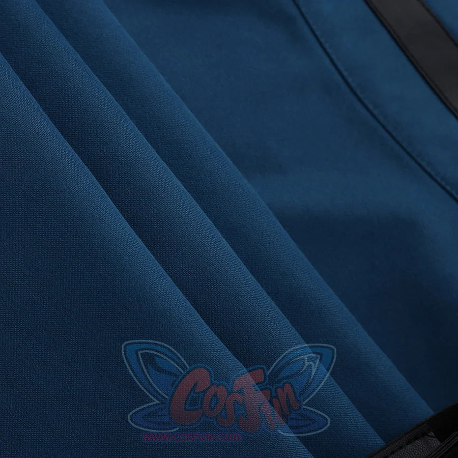 Zanka cosplay costume blue fabric material texture detail with stitching and layered design