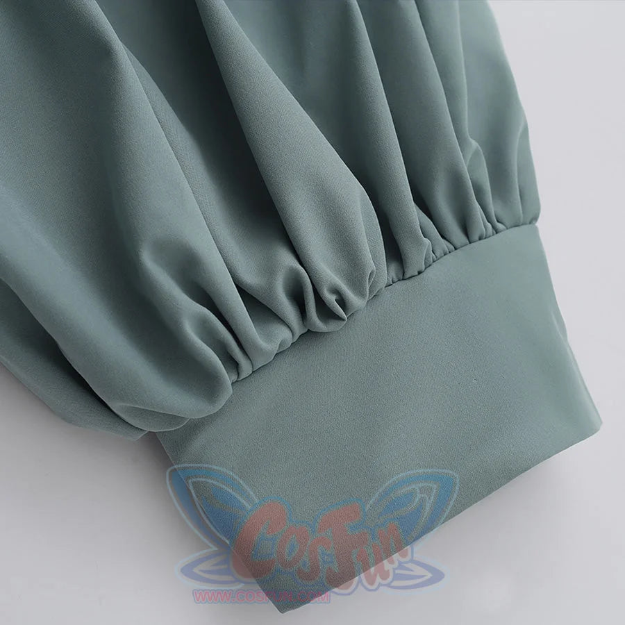 Zanka cosplay costume gray sleeve cuff with gathering and fabric texture detail