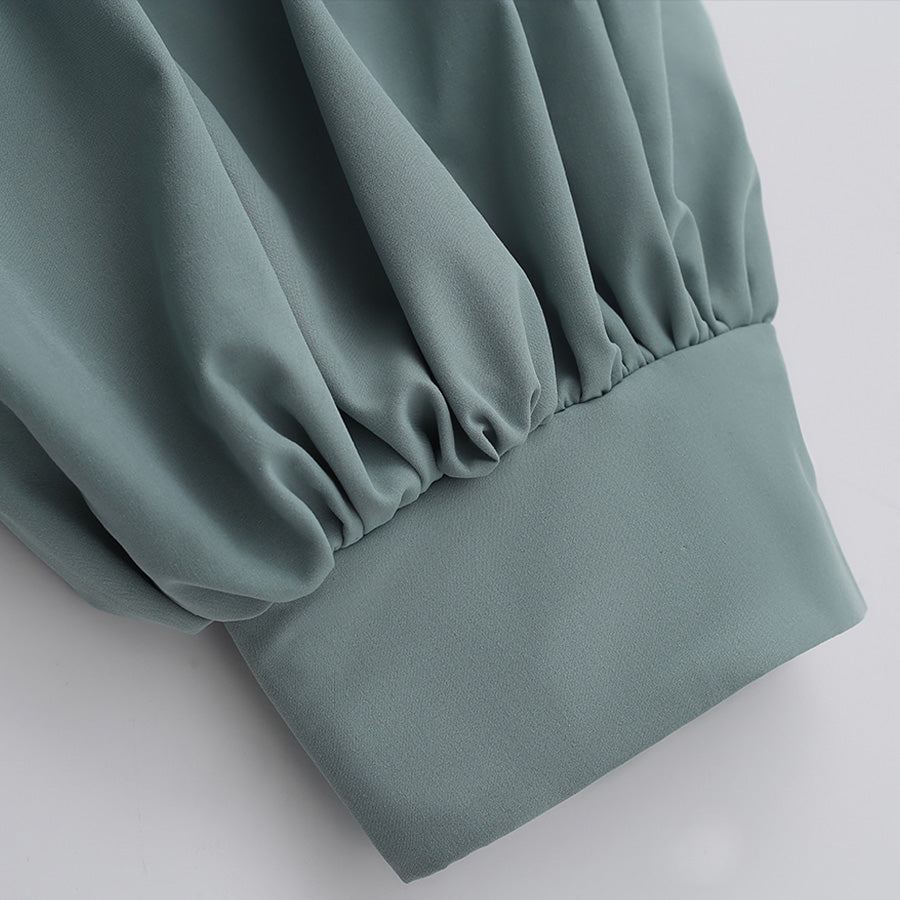 Zanka cosplay costume gray sleeve cuff with gathering and fabric texture detail