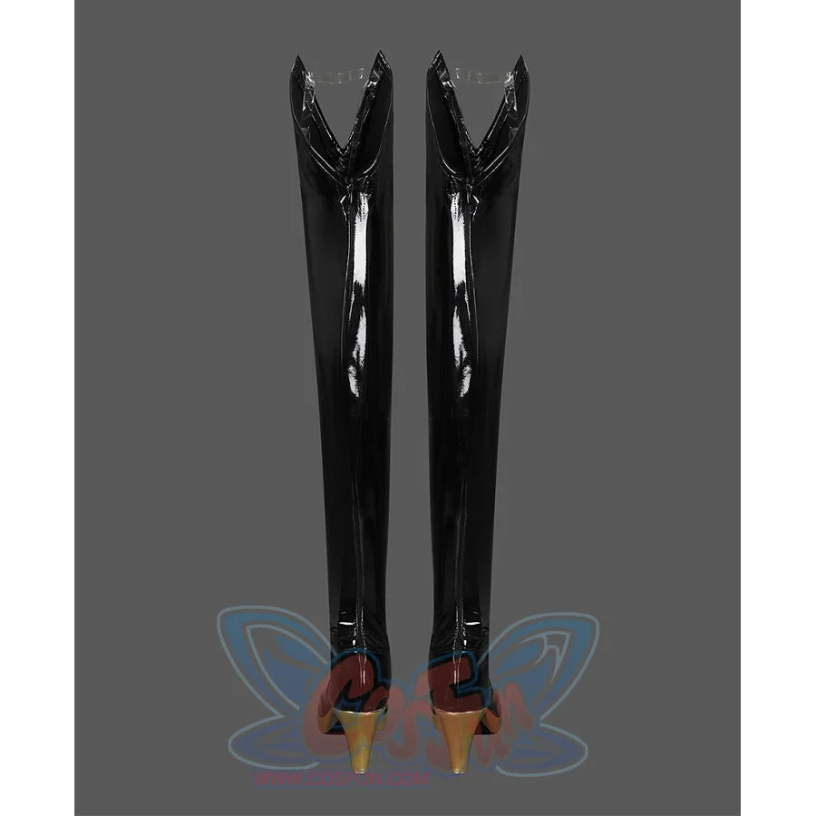 Game Rivals Emma Frost Cosplay Boots, there is a zipper on the back of the boots.