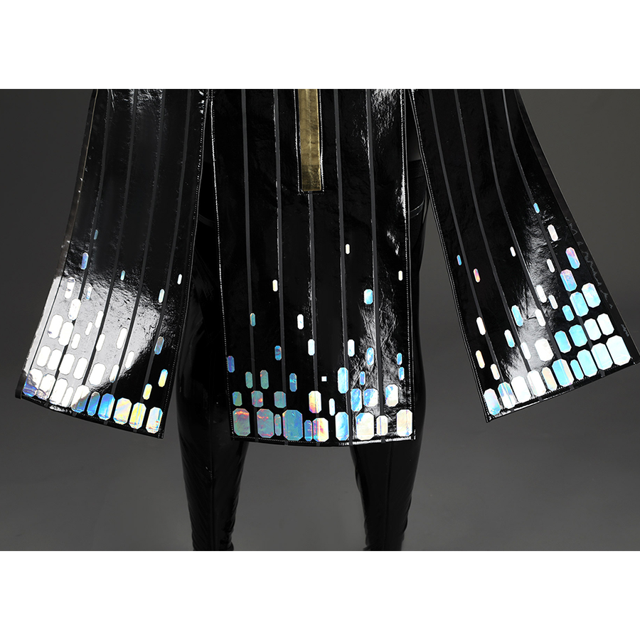 Game Rivals Emma Frost Cosplay Costume, the hem of the overcoat features laser embellishments.