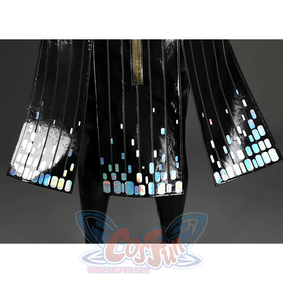 Game Rivals Emma Frost Cosplay Costume, the hem of the overcoat features laser embellishments.