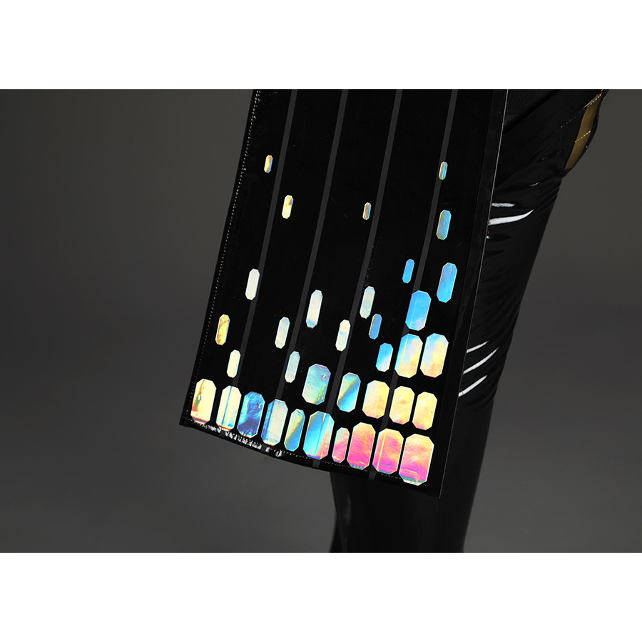 Game Rivals Emma Frost Cosplay Costume, the hem of the overcoat features laser embellishments.