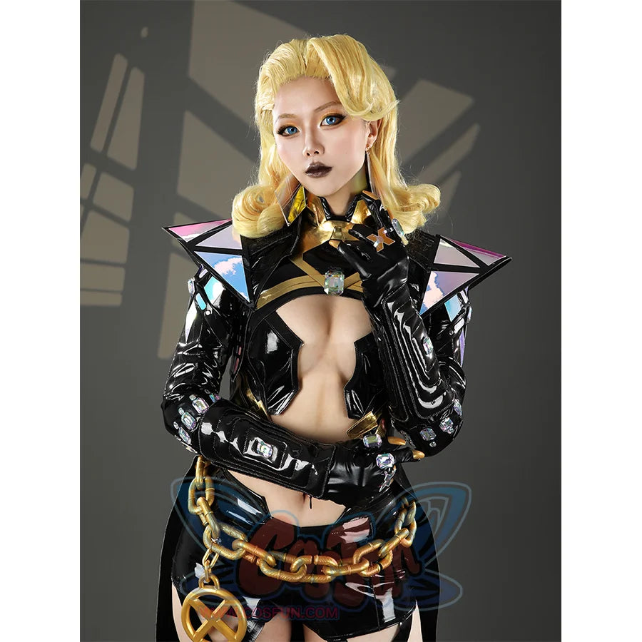 Game Rivals Emma Frost Cosplay Costume, the overall design of the outfit is bold, accented with laser-cut material.