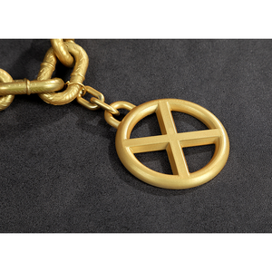 Game Rivals Emma Frost Cosplay Costume, a gold-colored metallic waist chain.